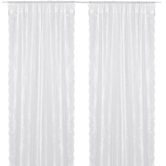 2 Vitrages Met Bloemen 140 X 245 Cm Wit