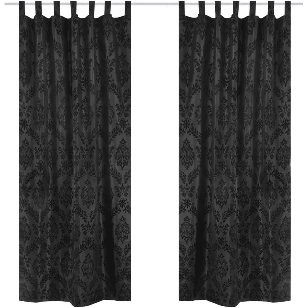 2 Gordijnen Tafzijde Barok 140 X 245 Cm Zwart