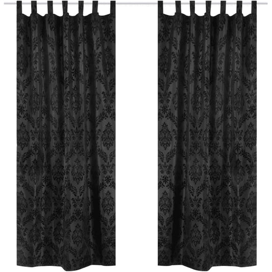 2 Gordijnen Tafzijde Barok 140 X 245 Cm Zwart