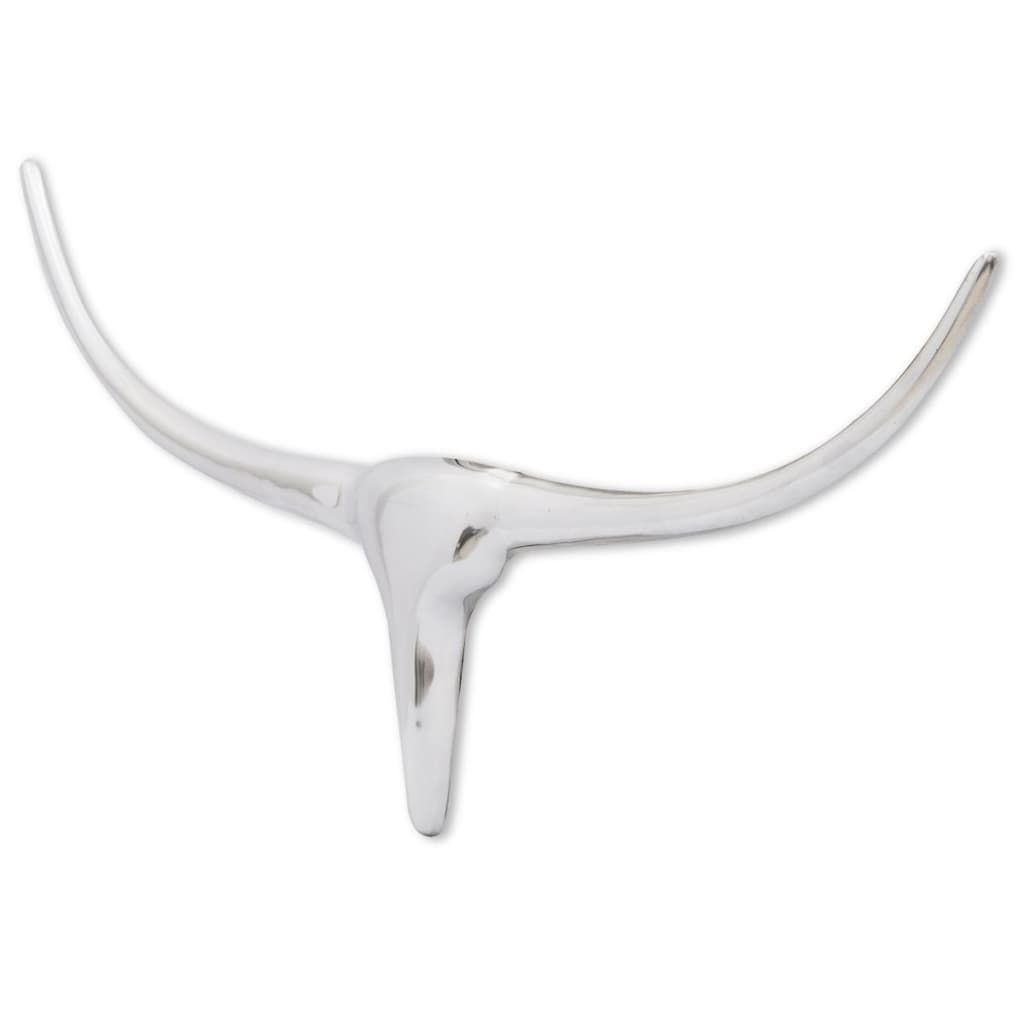 242336 Wall Mounted Aluminium Bull’s Head Decoration Silver 72 Cm