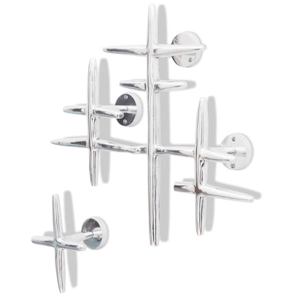 2 Wandkapstokken Aluminium Zilverkleurig