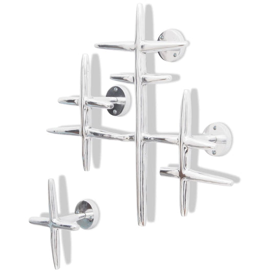2 Wandkapstokken Aluminium Zilverkleurig