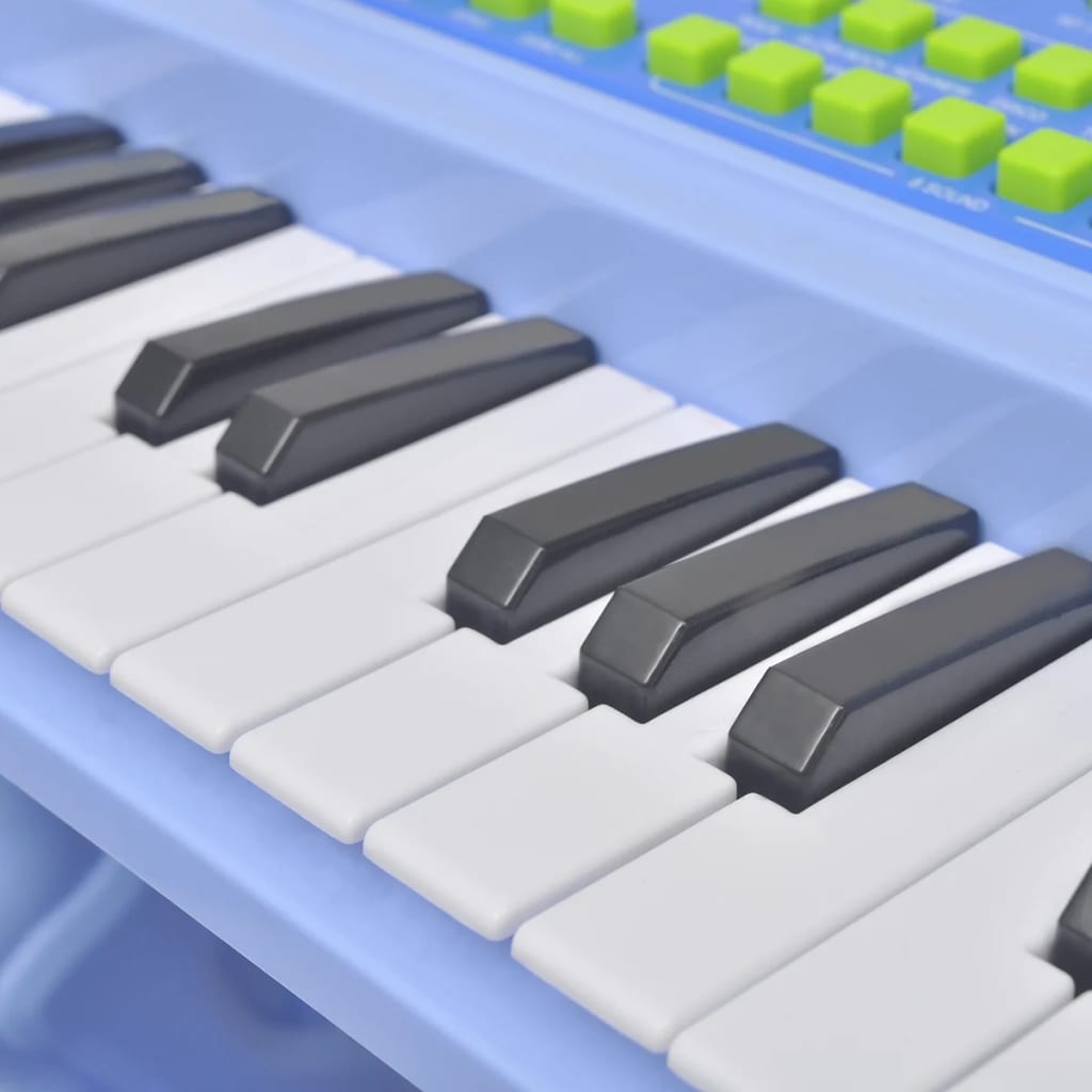 Speelgoedkeyboard Met Krukje/Microfoon En 37 Toetsen Blauw