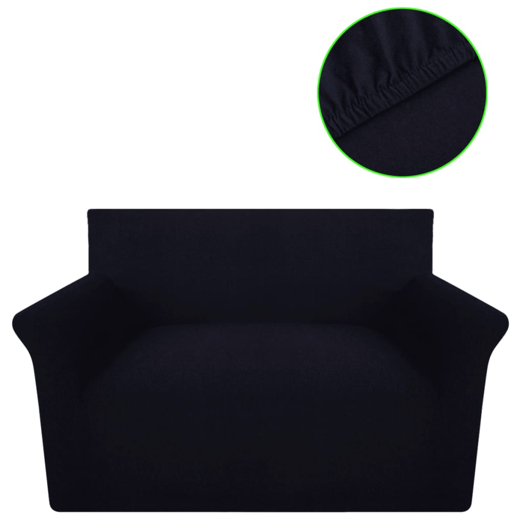 131019  Stretch Couch Slipcover Black Cotton Jersey