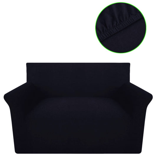 131019  Stretch Couch Slipcover Black Cotton Jersey