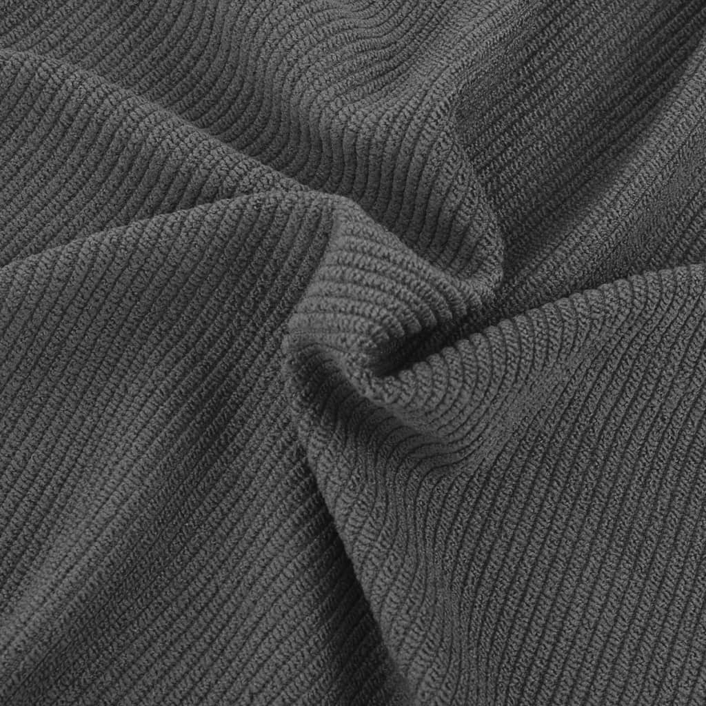 Bankhoes Stretch Polyester Ribstof Grijs