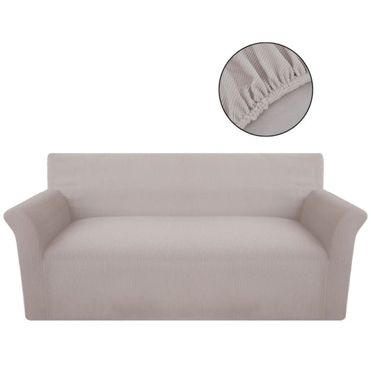Bankhoes Stretch Polyester Ribstof Beige