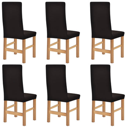 Stoelhoezen Stretch Polyester Ribstof Bruin 6 St