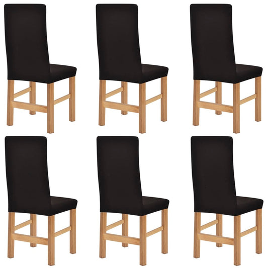Stoelhoezen Stretch Polyester Ribstof Bruin 6 St