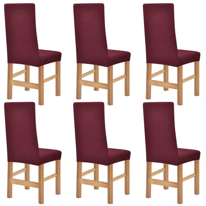 131043  Stretch Chair Covers 6 Pcs Burgundy Polyester Rib Fabric