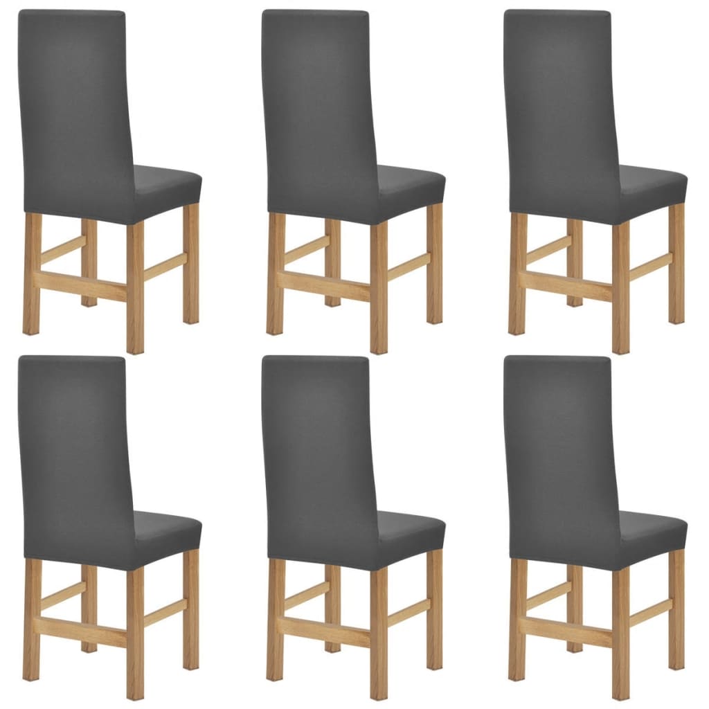 Stoelhoezen Stretch Polyester Ribstof Grijs 6 St