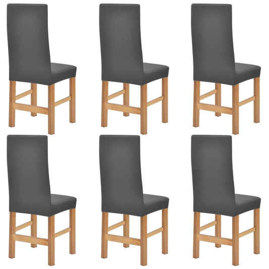 Stoelhoezen Stretch Polyester Ribstof Grijs 6 St