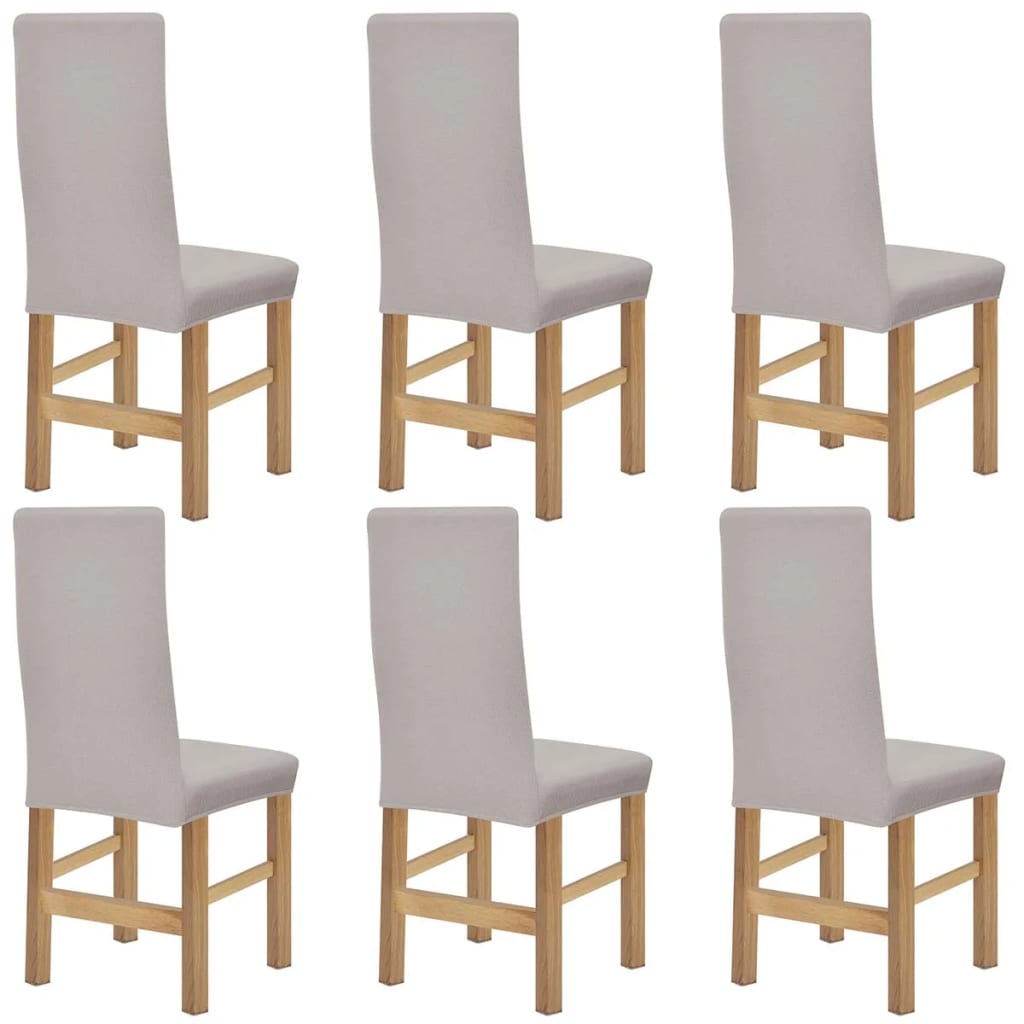 Stoelhoezen Stretch Polyester Ribstof Beige 6 St