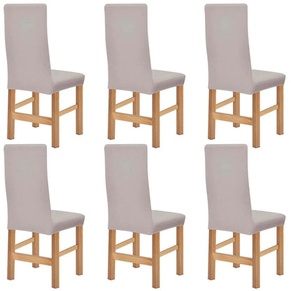 Stoelhoezen Stretch Polyester Ribstof Beige 6 St