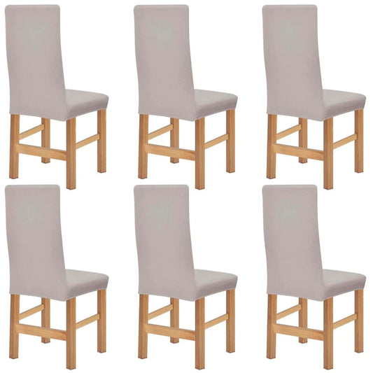 Stoelhoezen Stretch Polyester Ribstof Beige 6 St