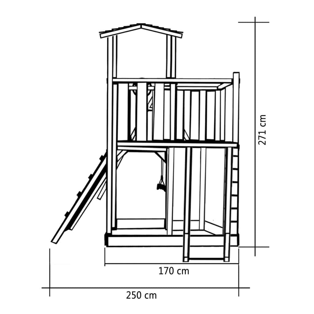 Speelhuis Met Ladder, Glijbaan En Schommels 557X280X271 Cm Hout