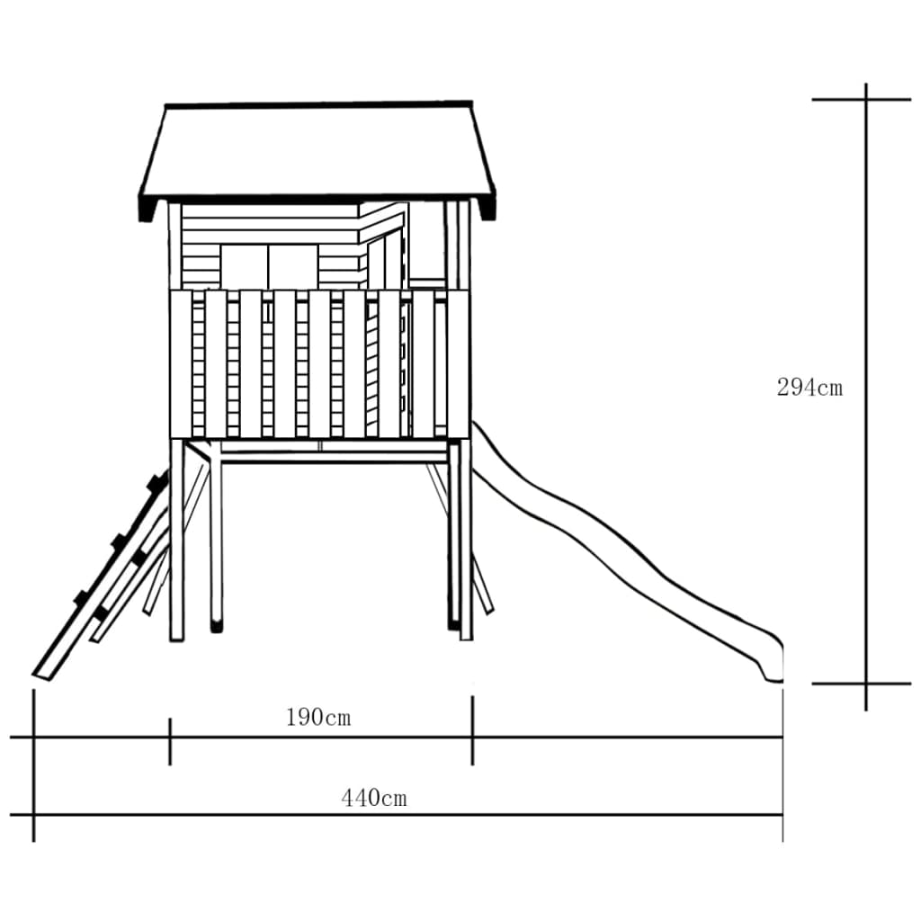 Speelhuis Met Ladder, Glijbaan En Schommels 480X440X294 Cm Hout