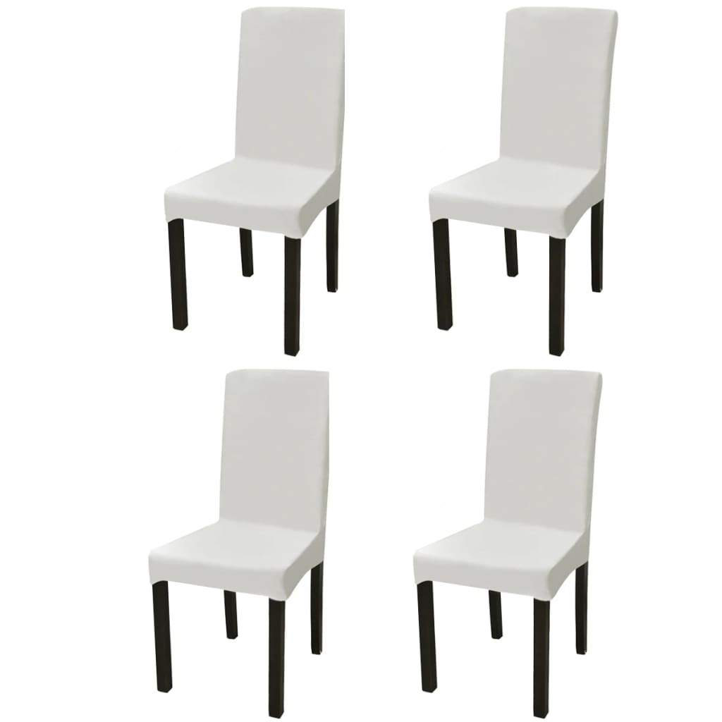 Stoelhoezen 4 St Stretch Recht Crèmekleurig