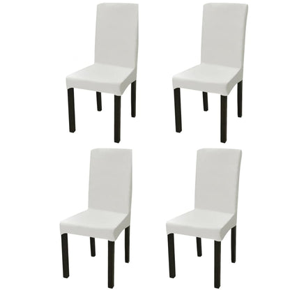 Stoelhoezen 4 St Stretch Recht Crèmekleurig
