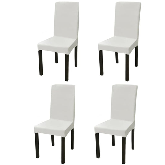 Stoelhoezen 4 St Stretch Recht Crèmekleurig