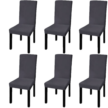 Stoelhoezen 6 St Stretch Recht Antracietkleurig