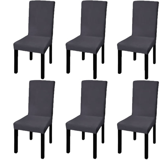 Stoelhoezen 6 St Stretch Recht Antracietkleurig