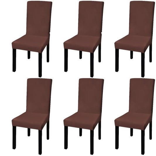 Stoelhoezen 6 St Stretch Recht Bruin