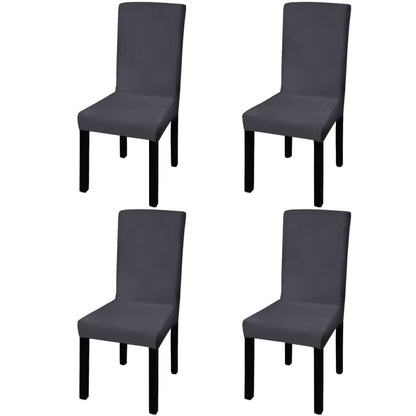 Stoelhoezen 4 St Stretch Recht Antracietkleurig
