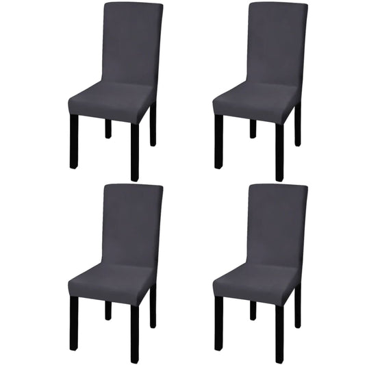 Stoelhoezen 4 St Stretch Recht Antracietkleurig