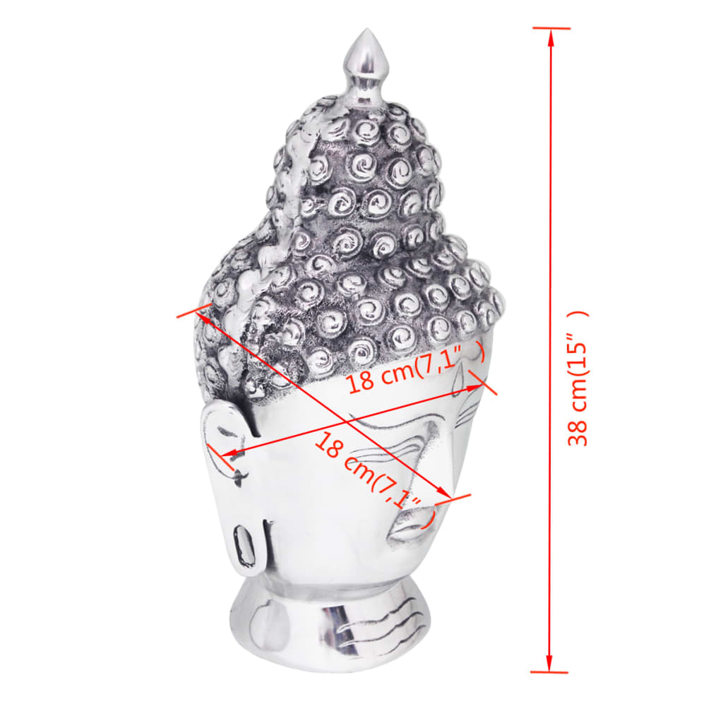 Boeddhahoofd Ornament Aluminium Zilver