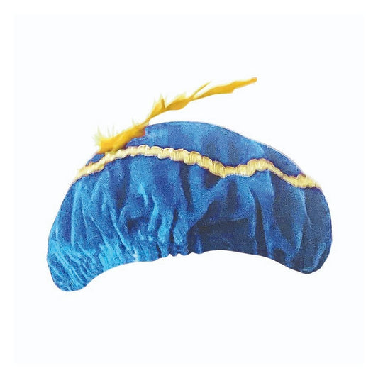 Basic Pieten Baret Met Veer Blauw