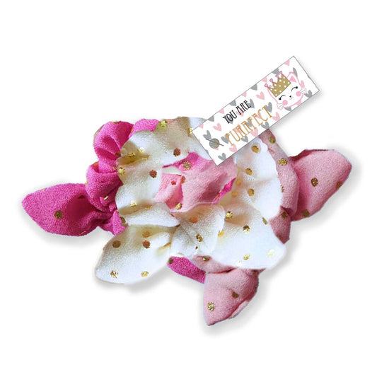 Basic Purrfect Scrunchies 3 Stuks Roze/Wit
