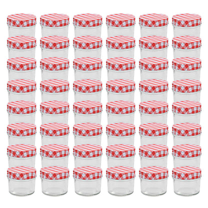 Jampotten Met Wit Met Rode Deksels 48 St 110 Ml Glas