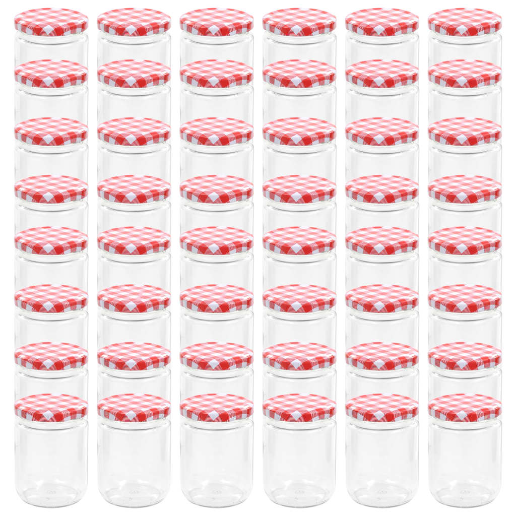 Jampotten Met Wit Met Rode Deksels 48 St 230 Ml Glas