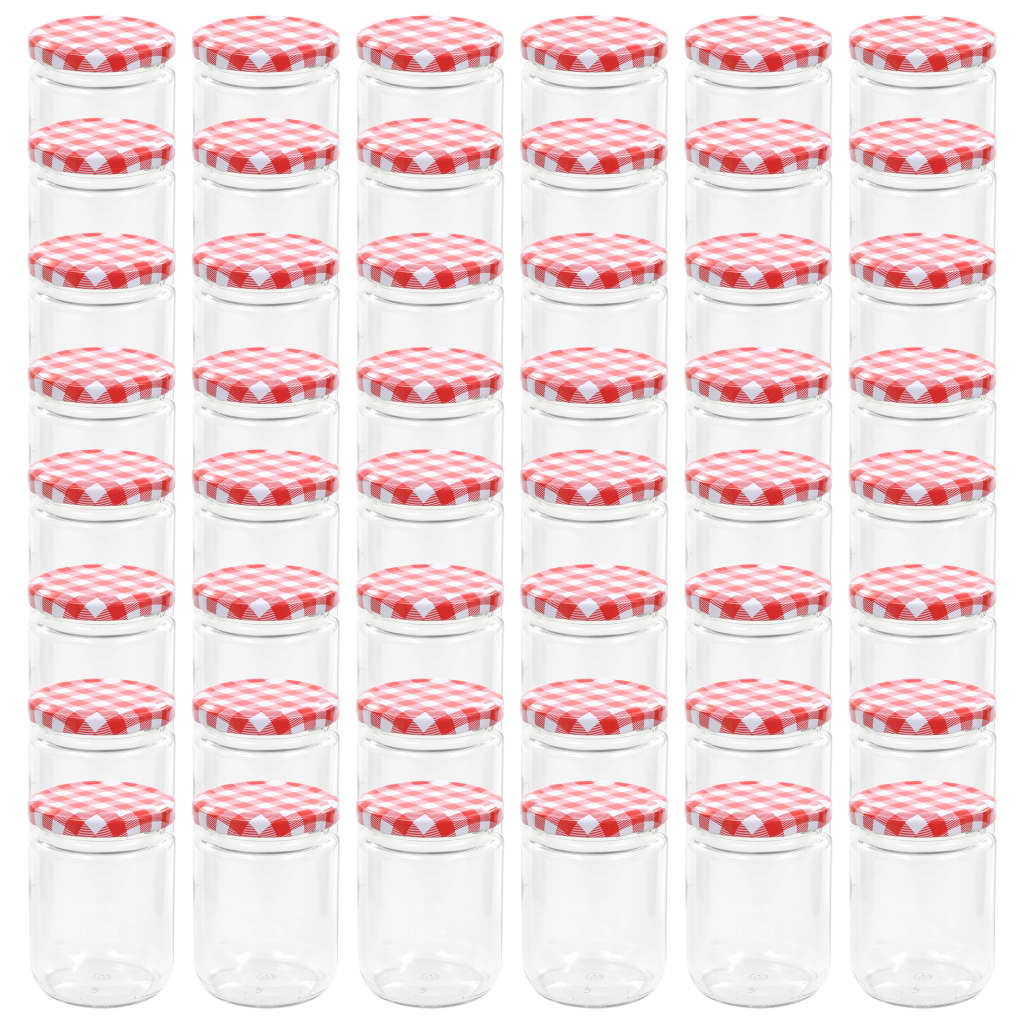 Jampotten Met Wit Met Rode Deksels 48 St 230 Ml Glas