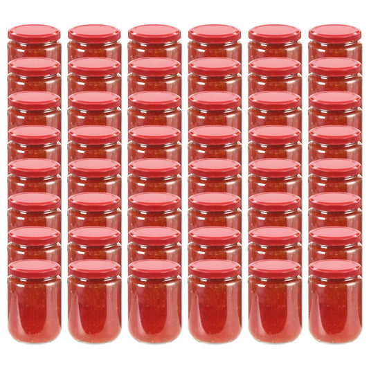 Jampotten Met Rode Deksels 48 St 230 Ml Glas