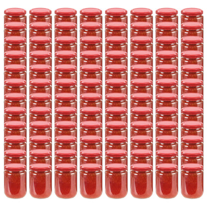 Jampotten Met Rode Deksels 96 St 230 Ml Glas