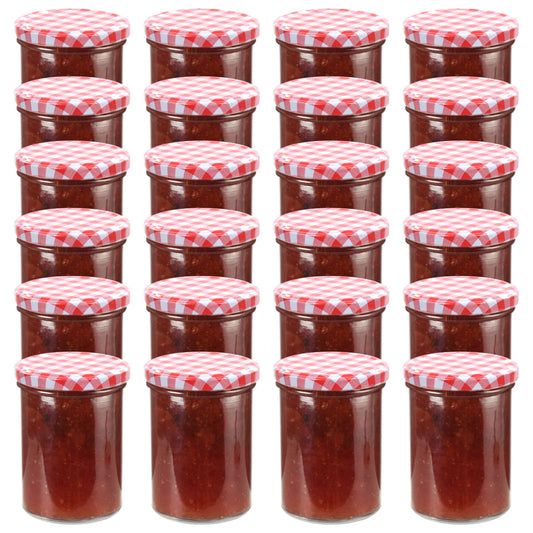 Jampotten Met Wit Met Rode Deksels 24 St 400 Ml Glas