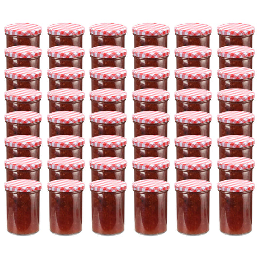 Jampotten Met Wit Met Rode Deksels 48 St 400 Ml Glas