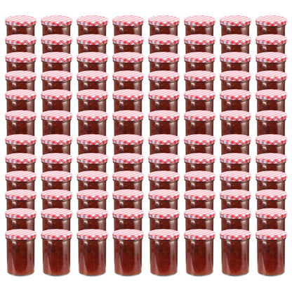 Jampotten Met Wit Met Rode Deksels 96 St 400 Ml Glas