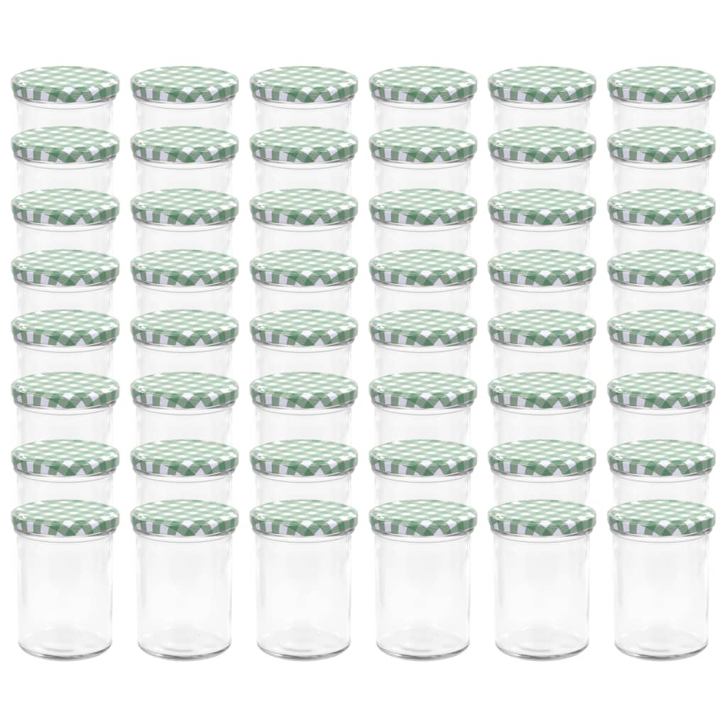 Jampotten Met Wit Met Groene Deksels 48 St 400 Ml Glas
