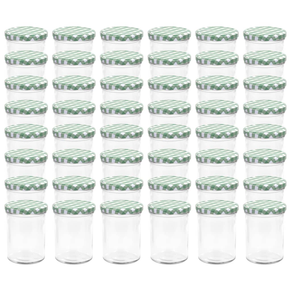 Jampotten Met Wit Met Groene Deksels 48 St 400 Ml Glas
