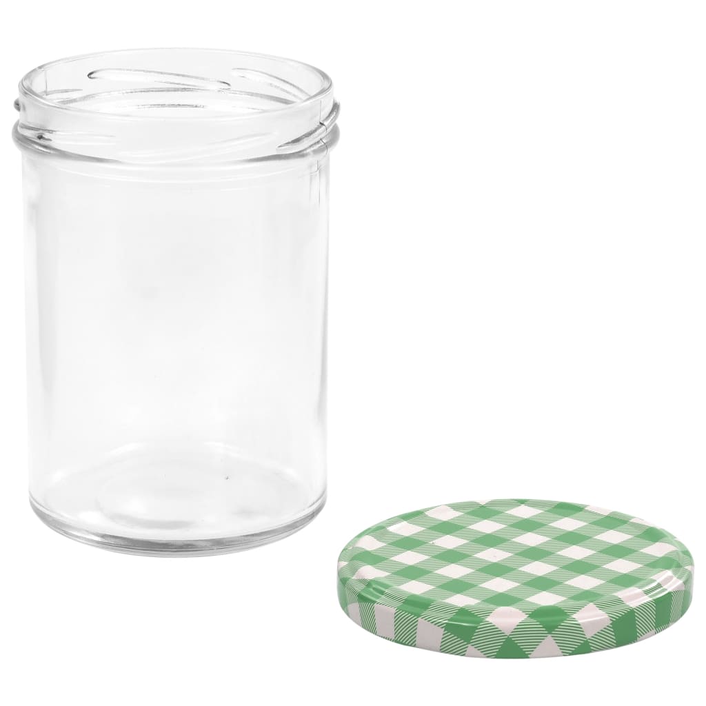 Jampotten Met Wit Met Groene Deksels 48 St 400 Ml Glas