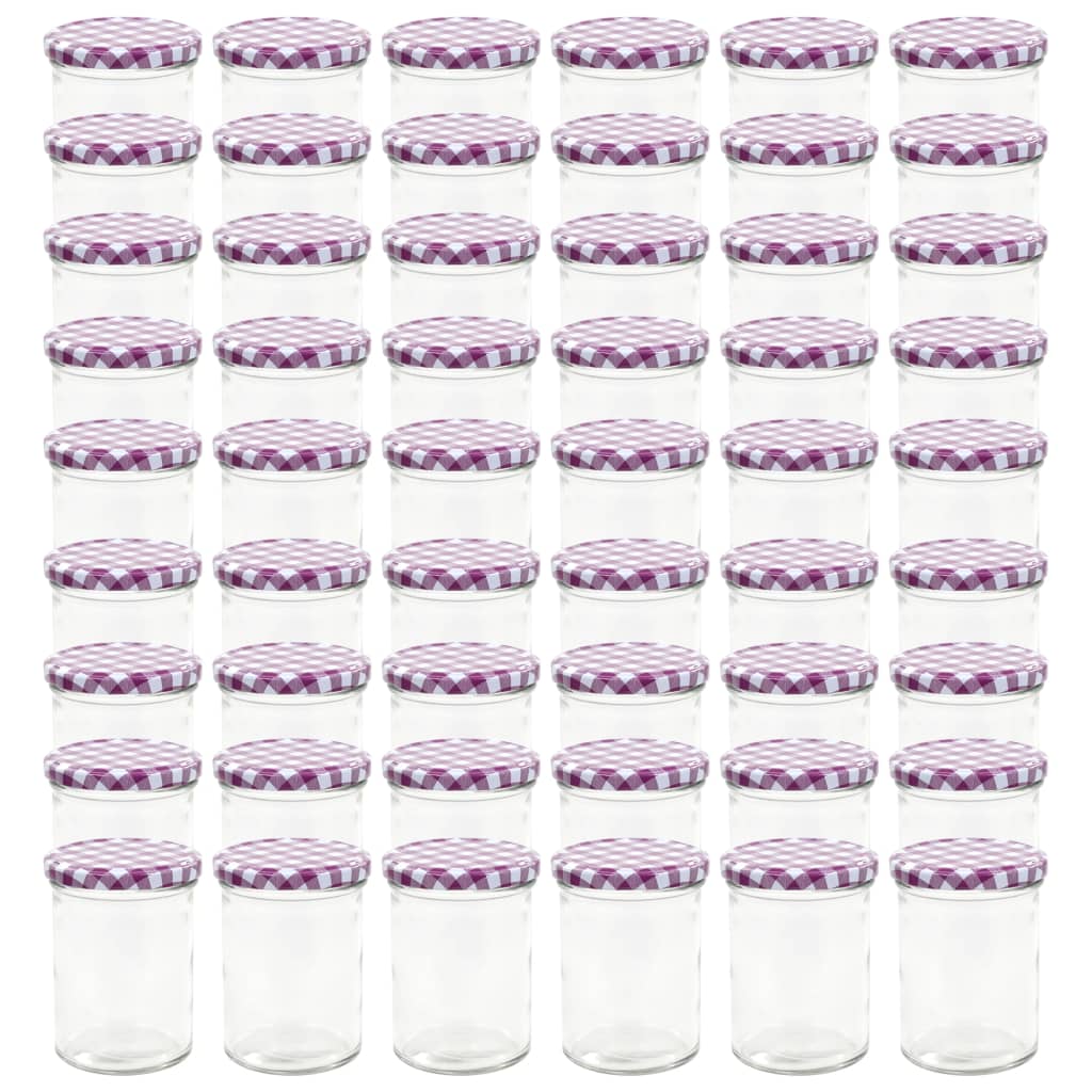 Jampotten Met Wit Met Paarse Deksels 48 St 400 Ml Glas