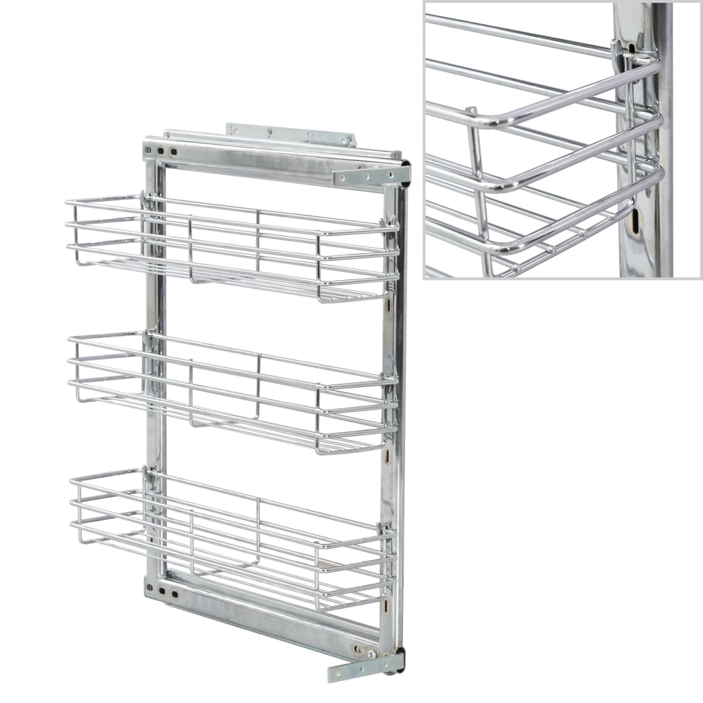 Draadmand Keuken Uittrekbaar 3-Laags 47X11X56 Cm Zilverkleurig