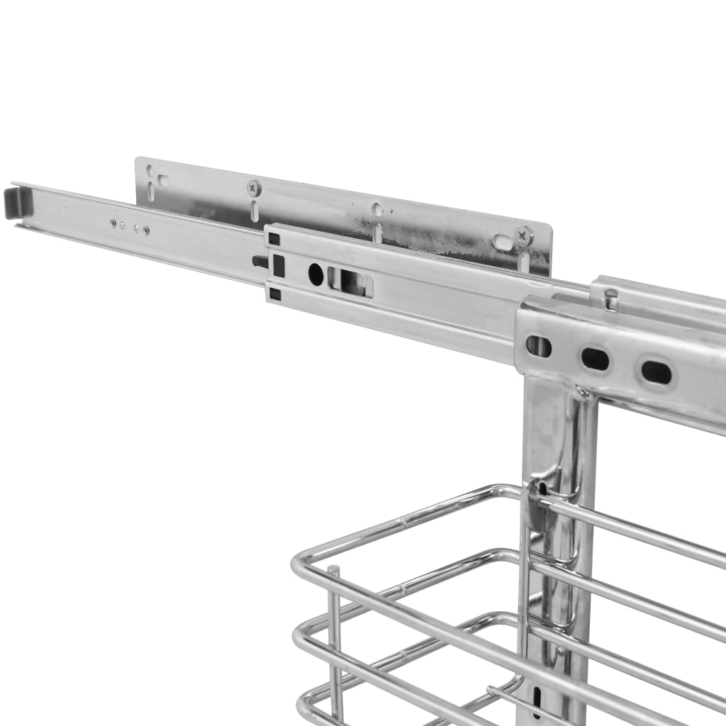Draadmand Keuken Uittrekbaar 3-Laags 47X11X56 Cm Zilverkleurig