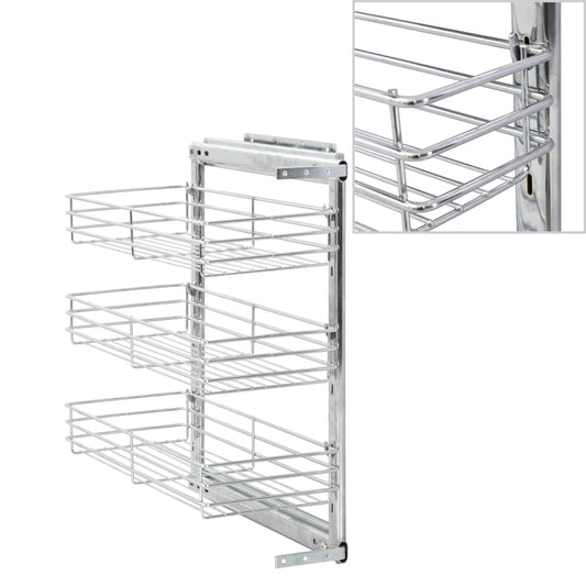 Draadmand Keuken Uittrekbaar 3-Laags 47X25X56 Cm Zilverkleurig