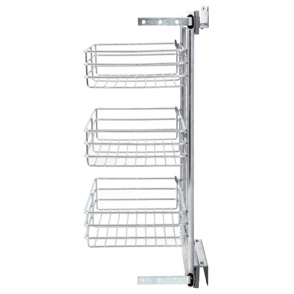 Draadmand Keuken Uittrekbaar 3-Laags 47X25X56 Cm Zilverkleurig