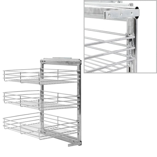 Draadmand Keuken Uittrekbaar 3-Laags 47X35X56 Cm Zilverkleurig