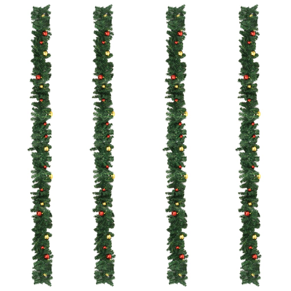 Kerstslingers 4 St Met Kerstballen 270 Cm Pvc Groen